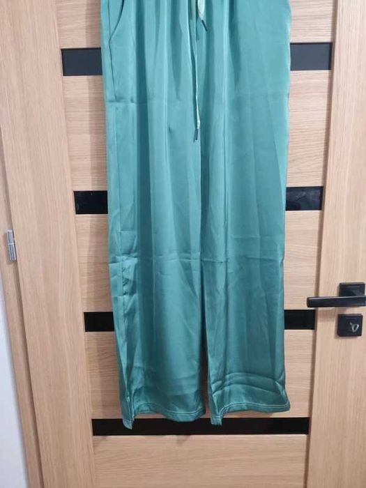 Luksusowe spodnie satynowe Ice Silk zielone