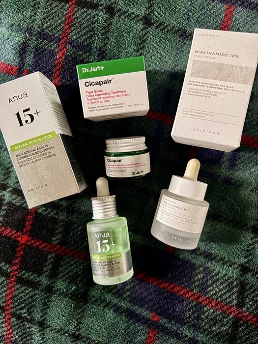 Доглядова косметика Anua / Dr.Jart+ / SKIN1004 — азелаїнова кислота, ніацинамід, Cicapair