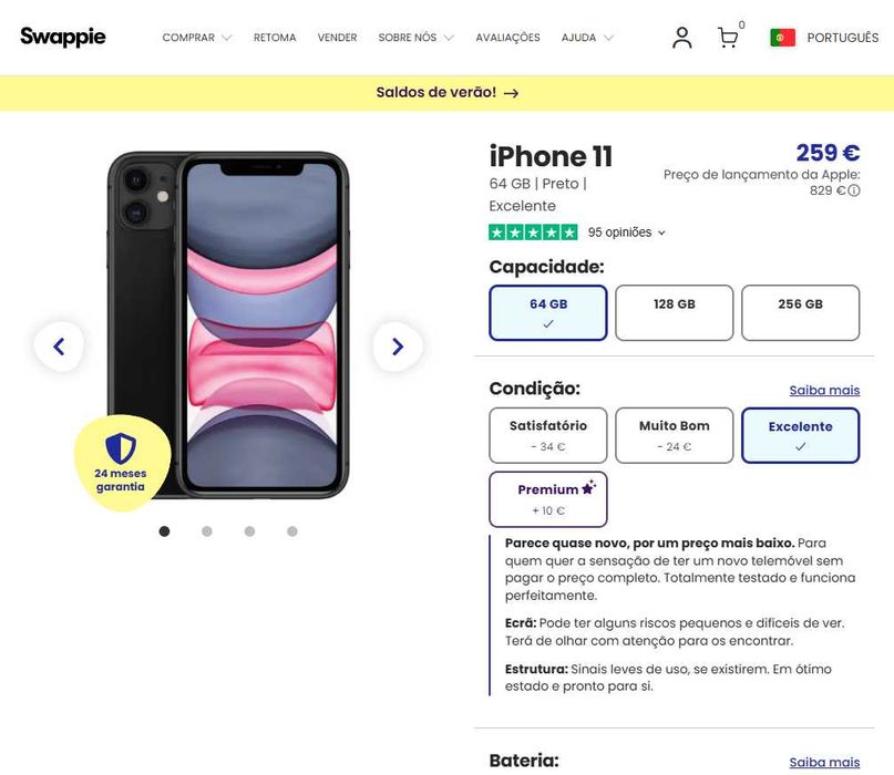 iPhone 11 como Novo (Garantia de 6 meses)