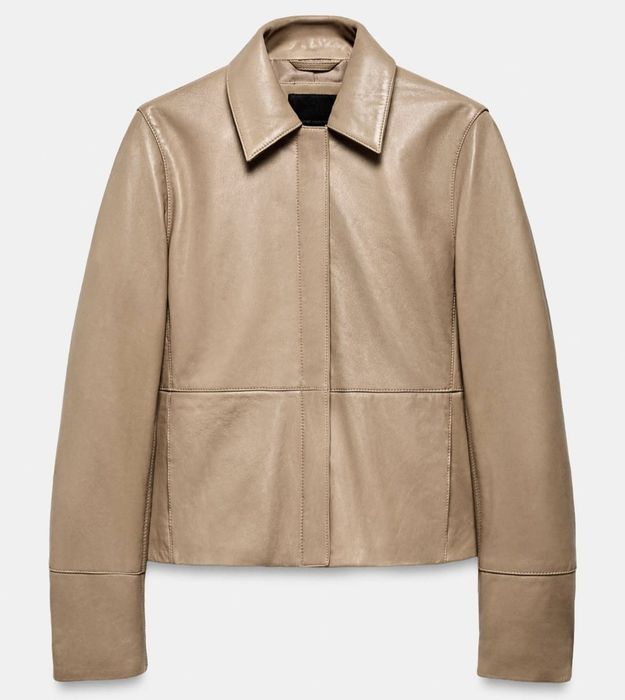 Zara XS kurtka skórzana damska nowa, skóra 100%, beż