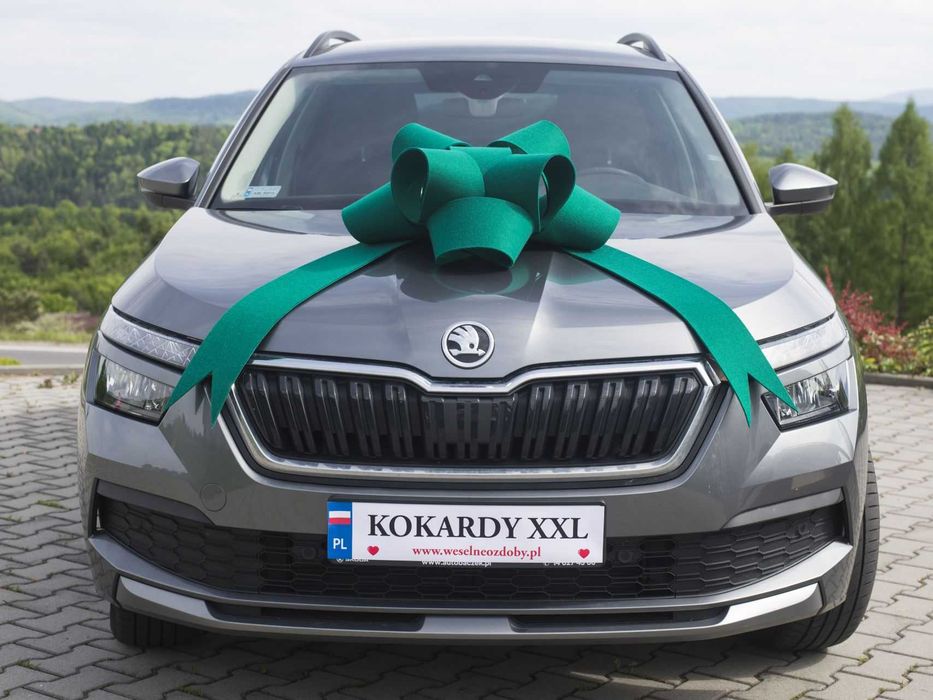 DUŻA Nowa Elegancka czerwona kokarda na auto samochód-PREZENT