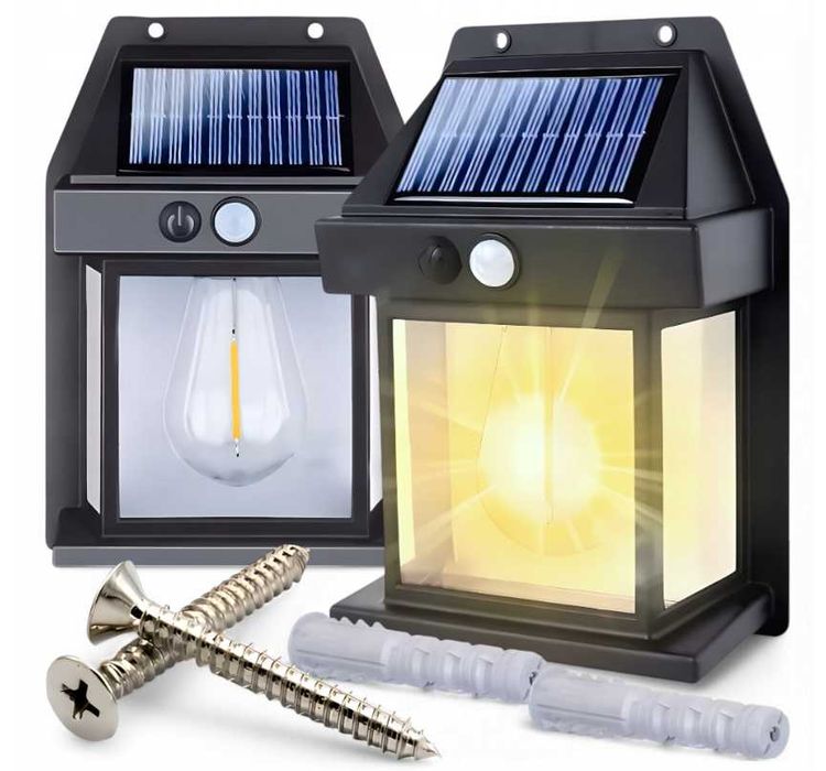 LAMPA Ścienna SOLARNA ŻARÓWKA Kinkiet LED Czujnik Ruchu i Zmierzchu