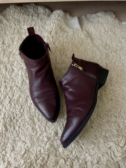 Czerwone brązowe bordowe buty sztyblety botki na zamek skóra Simen 39