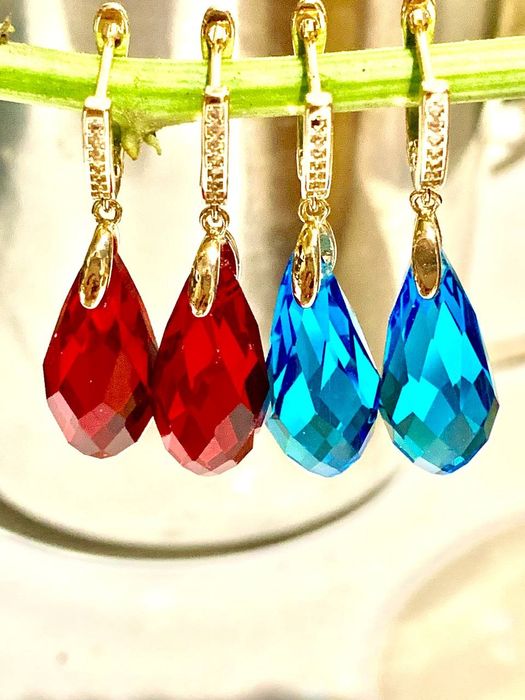 Серьги капли , ювелирное цветное стекло
