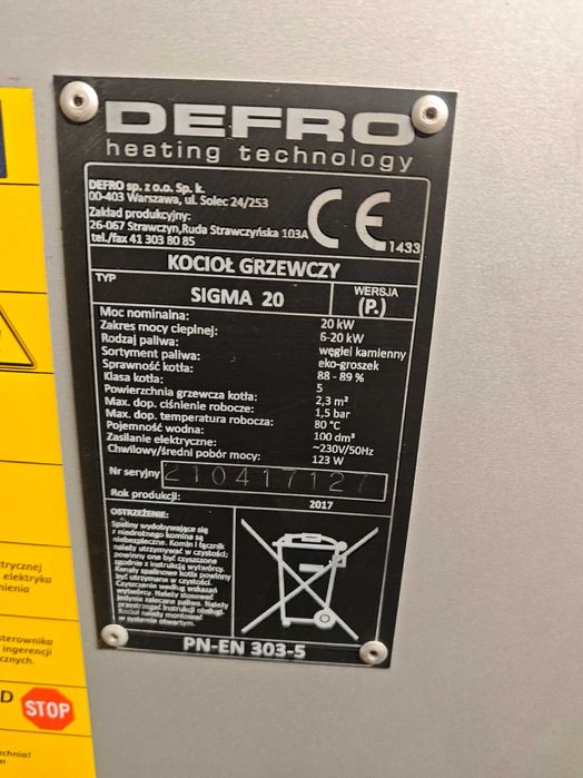 Kocioł na ekogroszek Defro Sigma 5