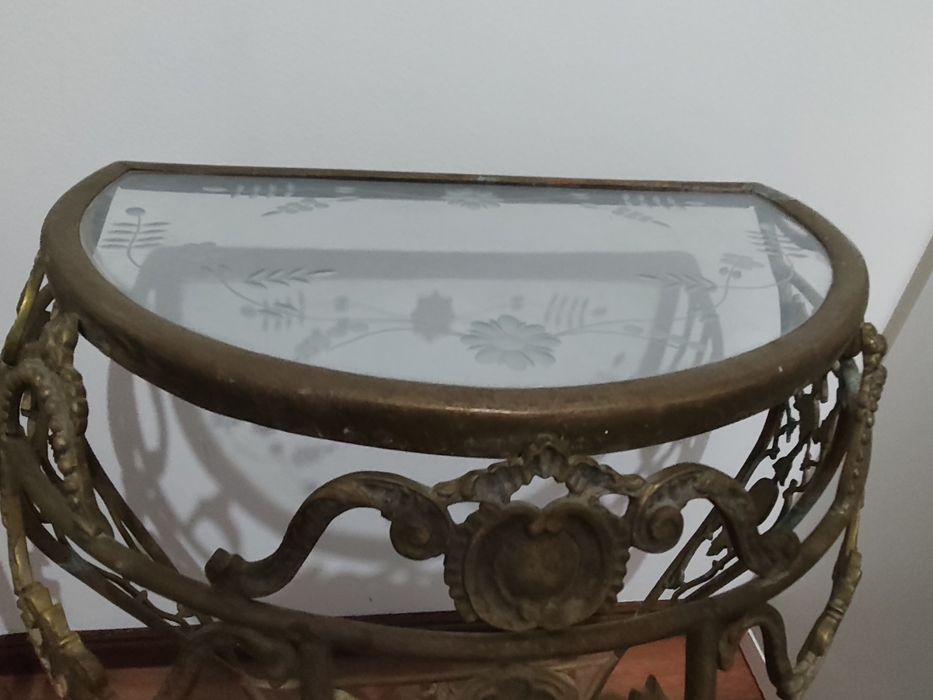 Conjunto Consola e Moldura Rococó em Latão Maciço - Pesado