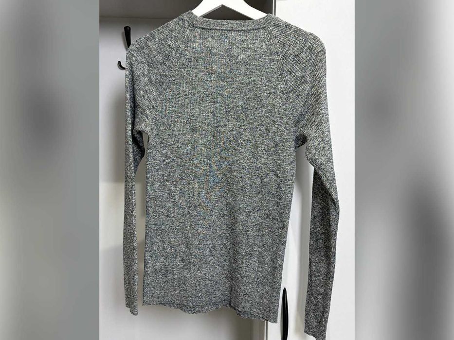 Sweter męski szary gładki, fason regularny, kieszonka na piersi S