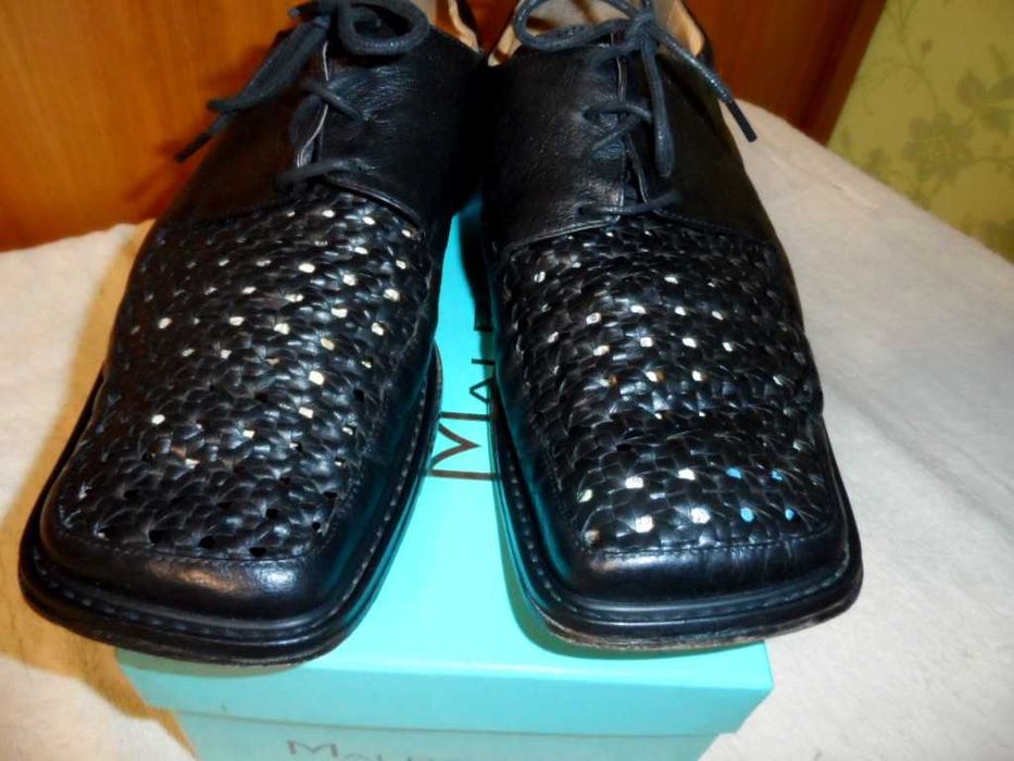 Летние кожаные туфли Supern 42 натуральные с плетением стельки 27 см