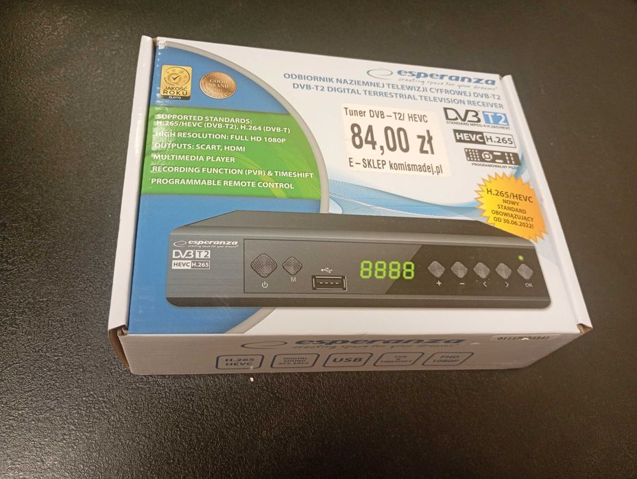 Dekoder+pilot DVB T2/HEVC Esperanza-Komis MADEJ Dębica