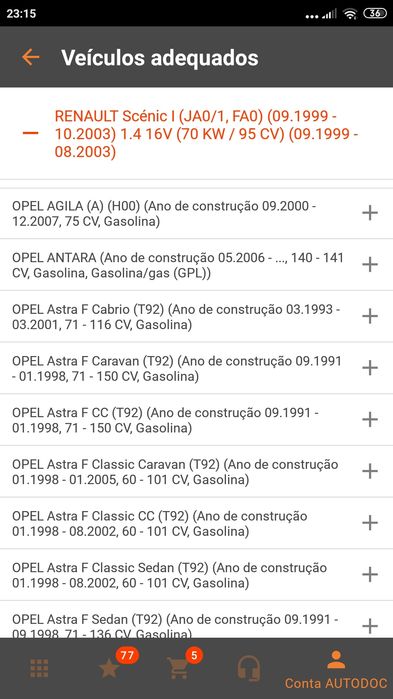 Velas novas para carro