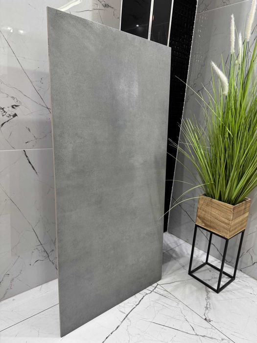 Twardy gładki szary gres 120X60 PÓŁMATOWY minimalistyczny surowy BETON