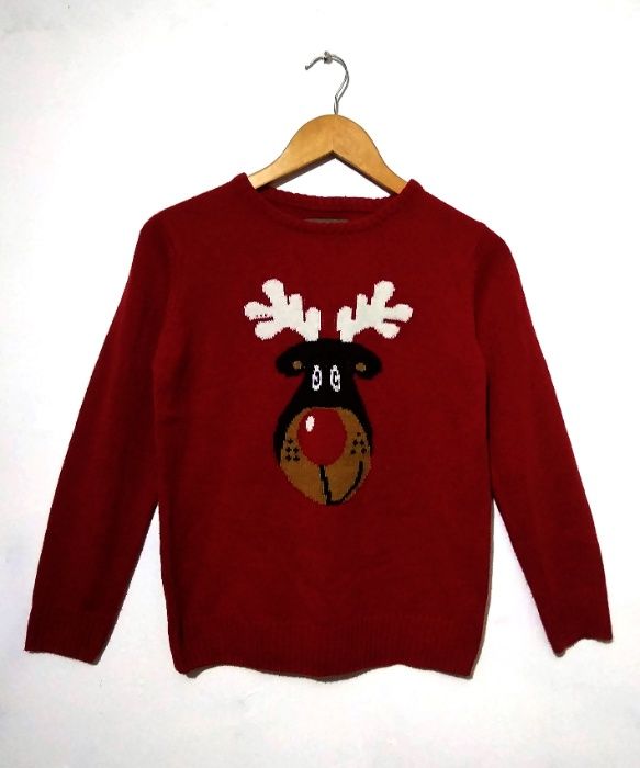 Свитер красный с оленем Urban Outlaws джемпер кофта свитшот бордовый