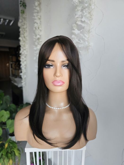 Tupet topper Celia naturlany ciemny brąz naturlany efekt