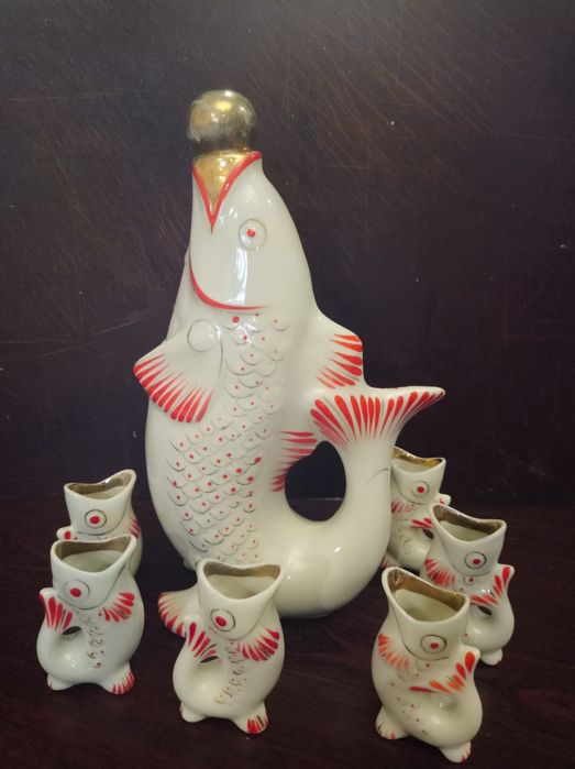 Фарфоровий графін,сервіз СРСР,, Рибки