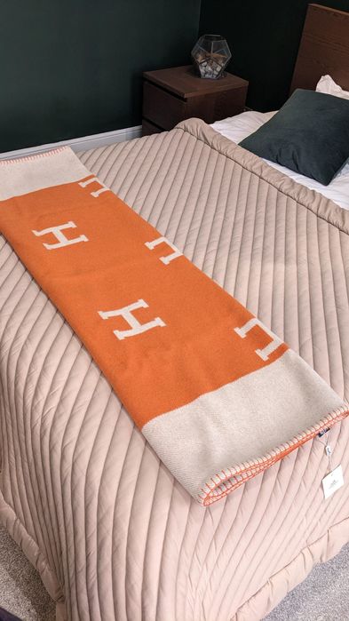 Плед Hermes Avalon помаранчевий (кашеміровий плед Гермес)