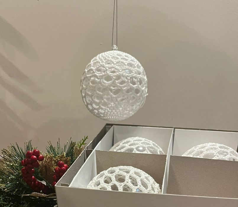 Bombki na choinkę 8 cm własnoręcznie wyszydełkowane