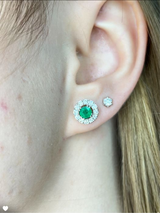 Серьги с изумрудом или рубином с бриллиантами золото 585