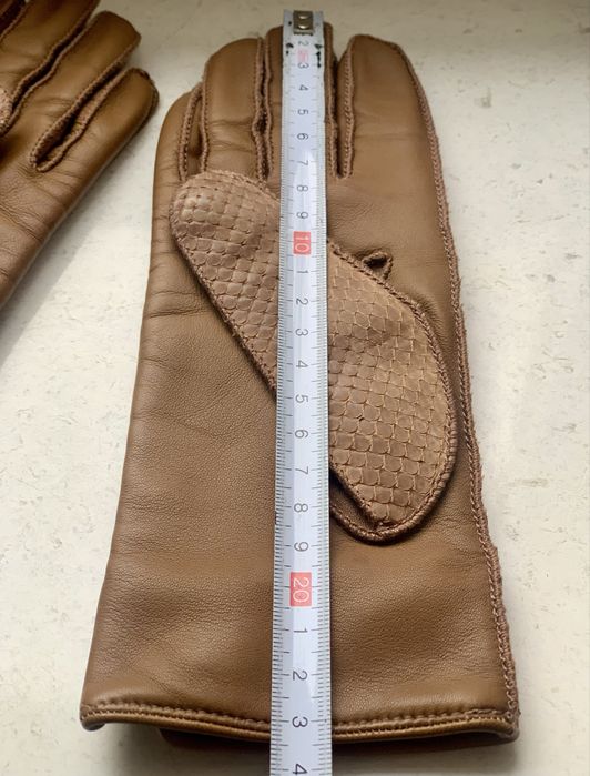 BURBERRY rękawice damskie brązowe kamelowe • skóra wełna merino