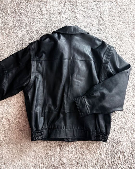 Kurtka skórzana vintage fit boxy y2k oversize skóra bomberka pilotka