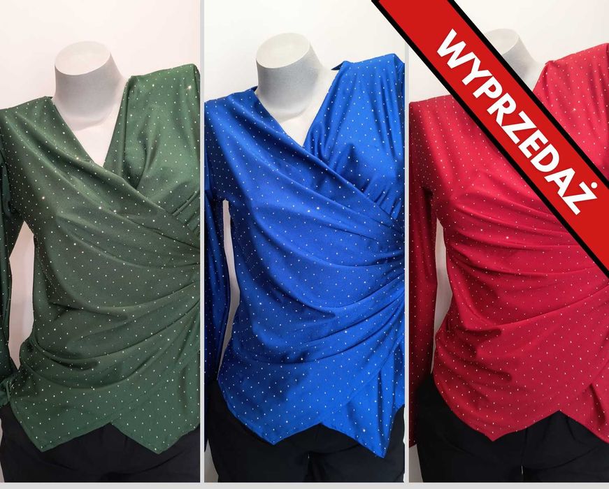 -> WYPRZEDAŻ - Elegancka Bluzka z Dżetami - Marki: ITALY STYLE – Mix kolorów