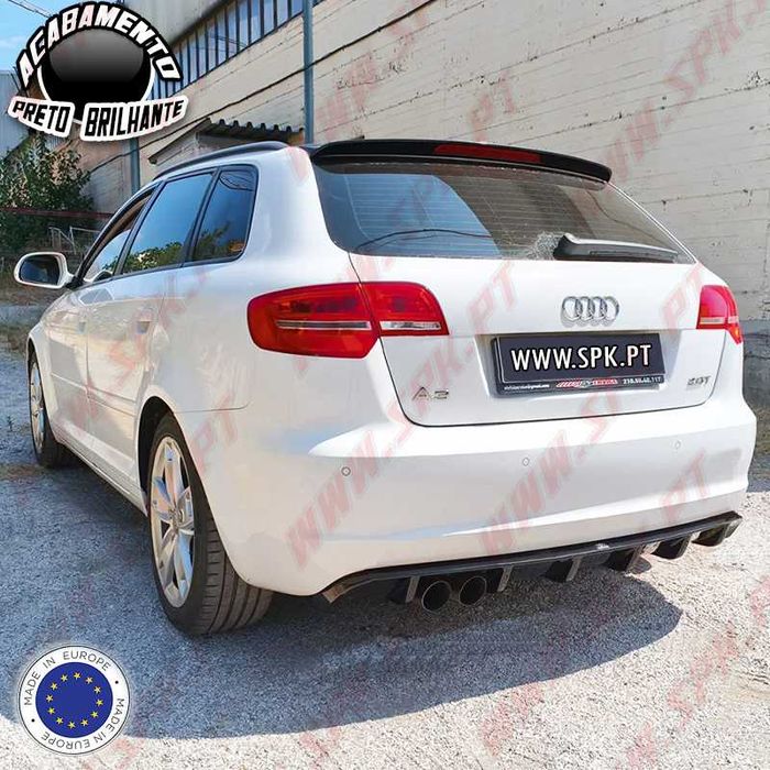 Difusor Traseiro - Audi A3 8P Sportback (08-12) - Preto Brilhante