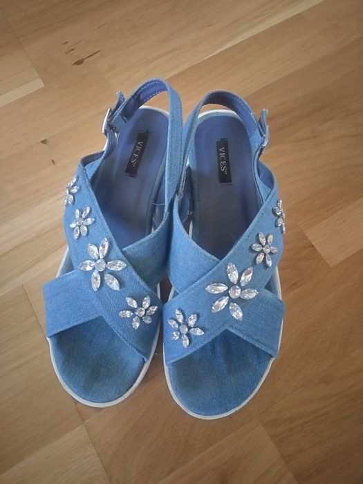 Sandały damskie jeansowe