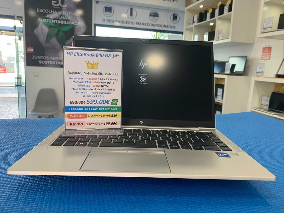 HP EliteBook 840 G8 | Intel Core i7-1185G7 | 32GB RAM | 512GB NVMe | Windows 11 Pro | Loja Física e Web Site