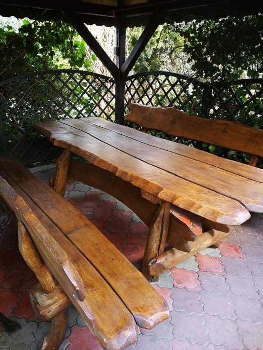 Piękny zestaw ogrodowy z litego drewna bukowego