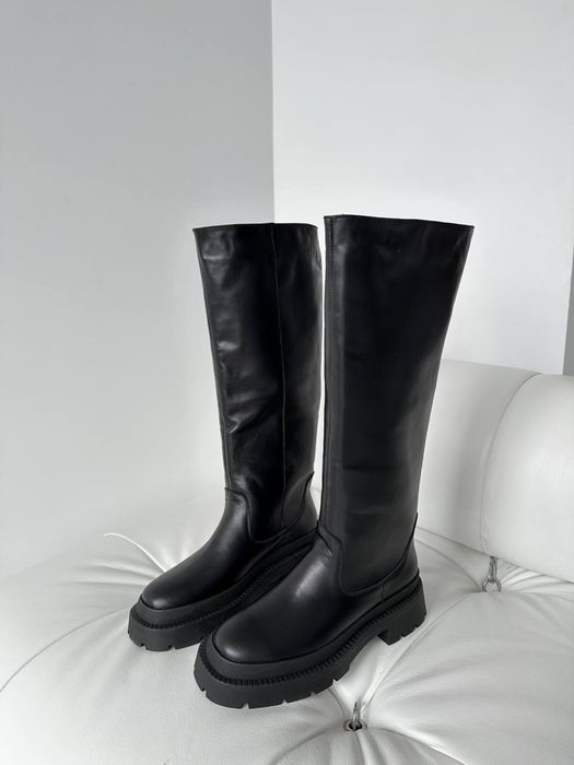 Сапожки сапоги трубы! Натуральная кожа! Тренд Zara