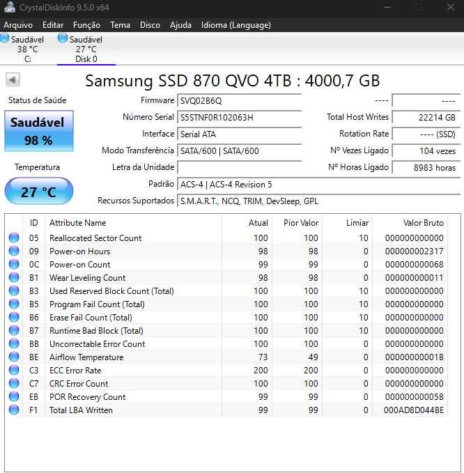 SSD Samsung 4TB 870 QVO 2.5 SATA III