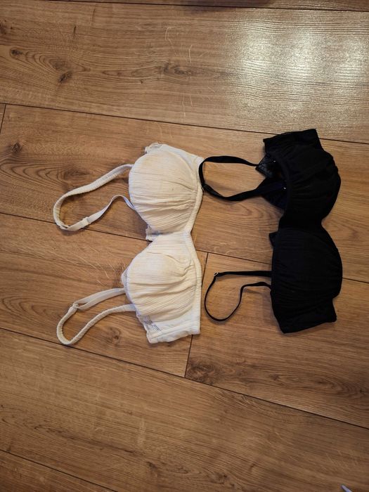 Stanik biustonosz roz 75 B zestaw kremowy czarny