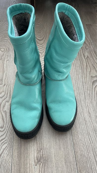 Бірюзові, зимові чоботи