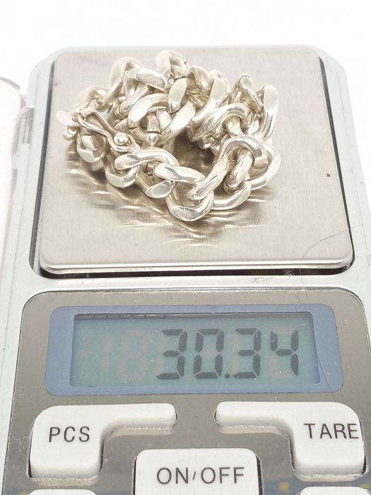 Lombardowski. Srebrna bransoletka pr.925 30,34g dł.21cm Pancerka