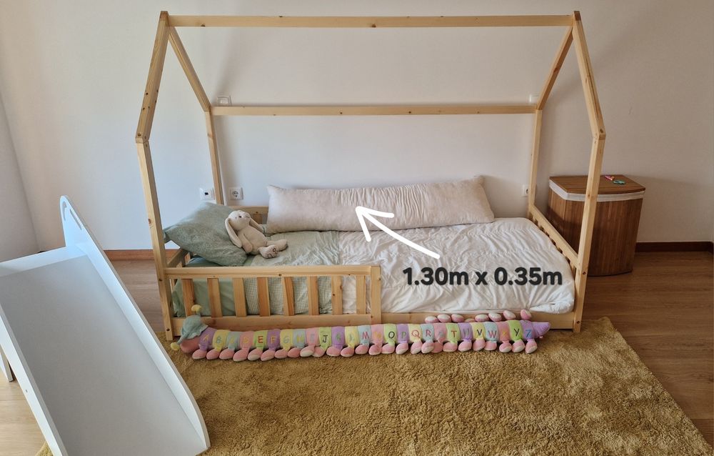 Almofada longa (chouriço) para gravidez e bebé