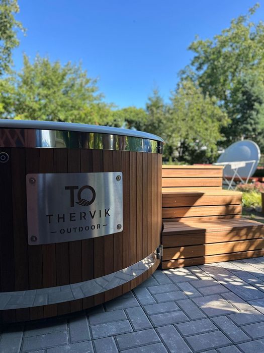 PROMOCJA THERVIK OUTDOOR — Luksusowa Balia Ogrodowa 200 cm | ABACHI THERMO | Piec na Drewno | Aeromasaż | Jacuzzi | Bania | Polska Produkcja