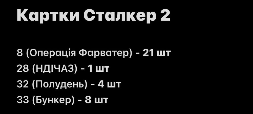 Картки STALKER 2 (2026)