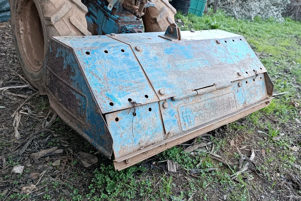 Motocultivador lombardini com alfaias agrícolas e reboque atração às 4