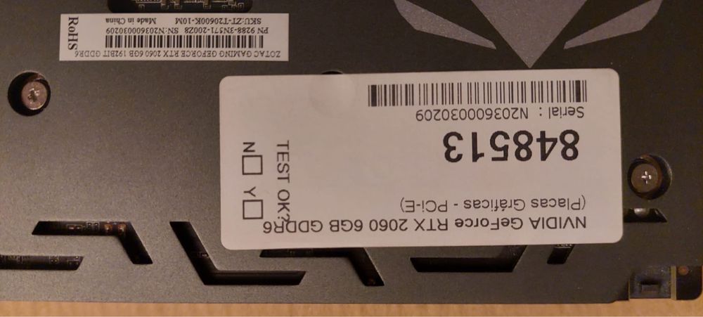 Placa GRÁFICA ZOTAC RTX 2060 GAMING 6GB GDDR6 com garantia