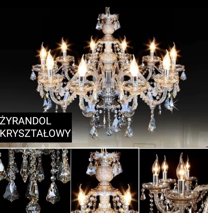 Nowy żyrandol kryształowy 10-ramienny kolor KONIAK - duży 90cm HIT!!