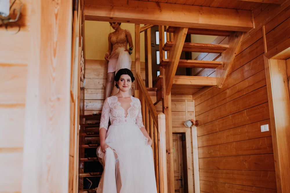 Suknia slubna elegancka koronka tiul 34/36