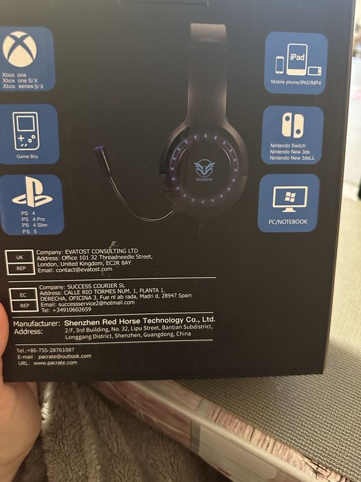 Sluchawki do gier Pacrate dla PS4/PS5/Xbox One/PC/Nintendo Switch