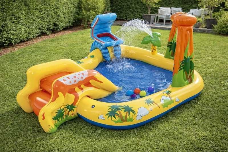 Wodny Plac Zabaw INTEX 57444 Dino – Basen Dmuchany ze Zjeżdżalnią i Fontanną