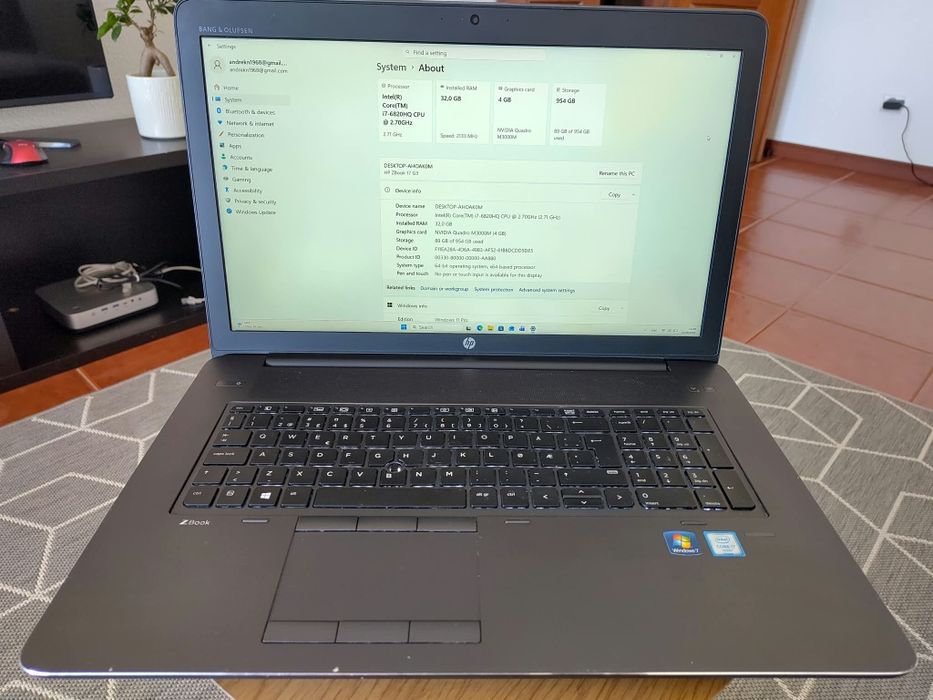HP Zbook 17 G3 Intel  i7  32Gb RAM 4Gb VRAM + 16 GB shared RAM