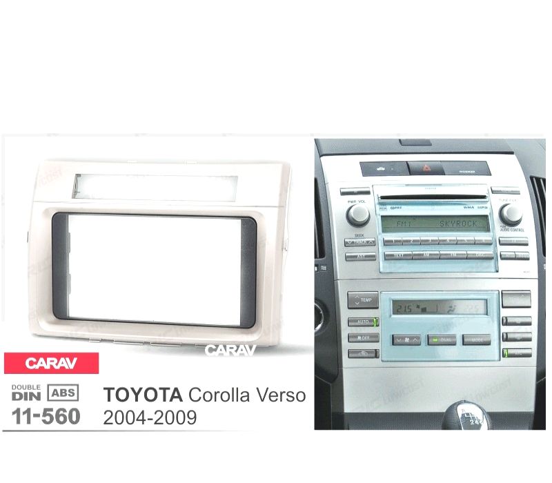 MOLDURA ADAPTADOR CINZA CLARO PARA RADIO 2-DIN PARA TOYOTA COROLLA VERSO 04-09