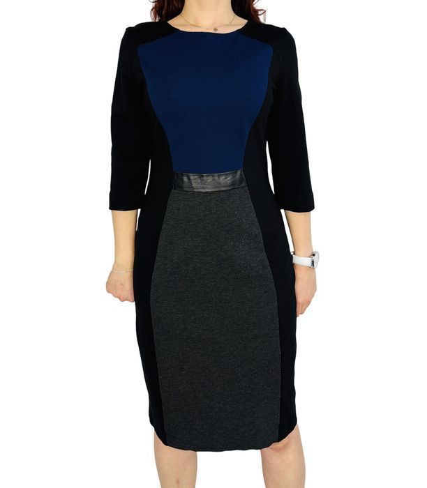 Trójkolorowa sukienka ołówkowa midi L 40