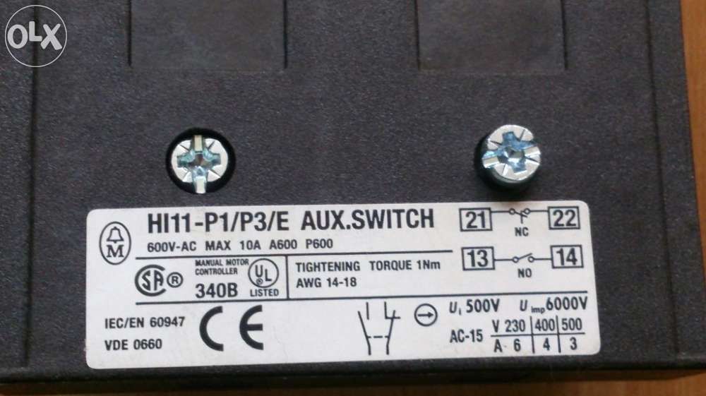 Sprzedam Wyłącznik HI11-P1/P3/E-AUX.Switch-Moeller Electric.