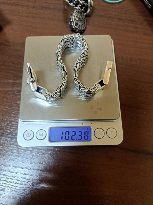 Широкий серебряный браслет Тройная Византия. Срібний браслет Візантія.