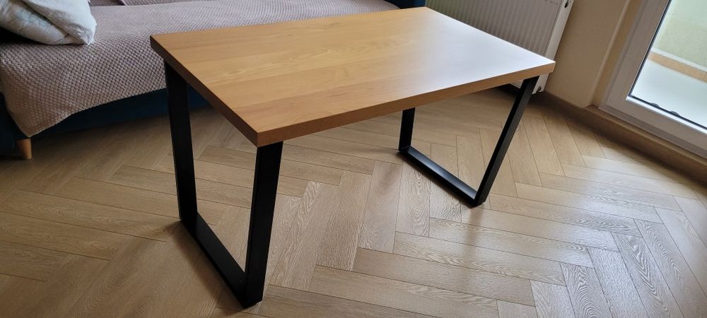 Stół drewniany Loft Buczyna zadbany pół mat 115×65 x wys 65