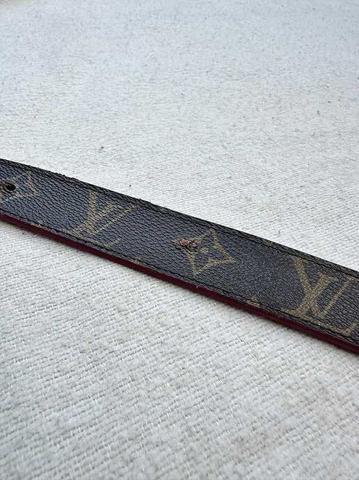 Oryginalny Pasek Louis Vuitton LV Monogram dwustronny brązowo-różowy