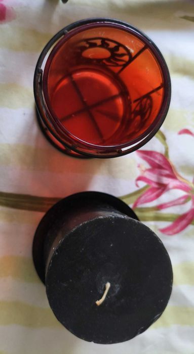 Lote de Castiçais Rústicos em Ferro Forjado e Vidro (Conjunto 4 Peças)